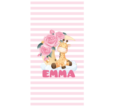 Rollo Fenster mit Namen giraffe mit rosen - TenStickers