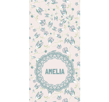 Rollo Fenster Jugendzimmer name mit zartem blumenmotiv - TenStickers
