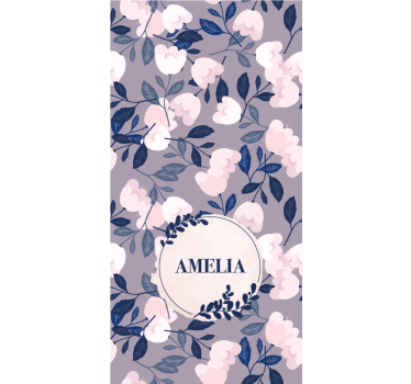Rollo Fenster Jugendzimmer lila blumenmuster mit namen - TenStickers