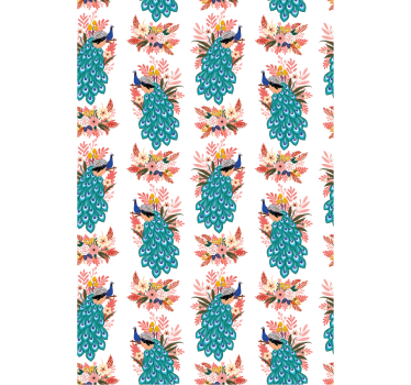 Rollo Fenster Blumen und Pflanzen pfauen zwischen blumen - TenStickers