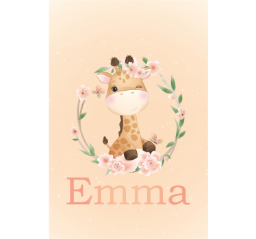 Rollo Fenster Kinderzimmer Baby Giraffe mit Namen - TenStickers