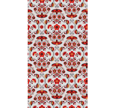 Rollo Fenster Blumen polnisches rotes muster - TenStickers