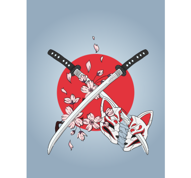 Rollo originell Japanische schwerter mit blumen - TenStickers