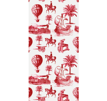 Rollo Fenster Vintagemuster rote rote palmenszenen - TenStickers