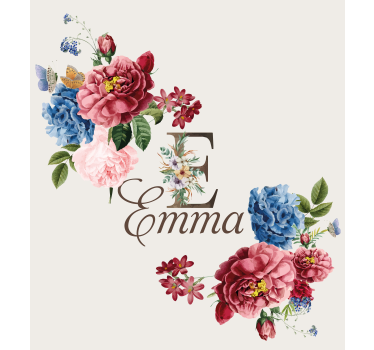 Rollo Fenster mit Namen floraler Anfangsbuchstabe - TenStickers
