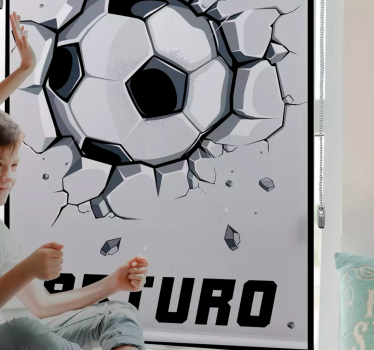 Rollo Fenster Kinderzimmer Ball in der Wand mit Namen - TenStickers