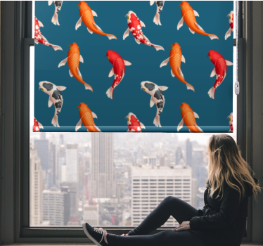 Bad Rollos Koi Fisch Muster blauer Hintergrund - TenStickers