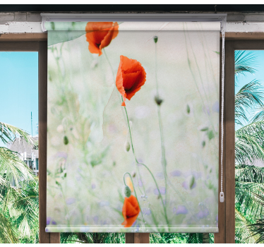 Blumen Rollo Fenster Verwischte rote mohnblumen - TenStickers