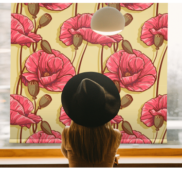 Blumen Rollo Vintage rote mohnblumenmuster - TenStickers