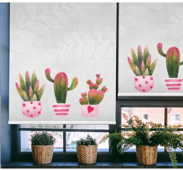 Ehe Rollos Rosa und grüner kaktus - TenStickers