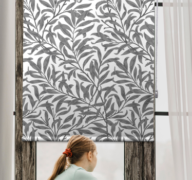 Blumen Rollo Fenster graues botanisches motiv - TenStickers