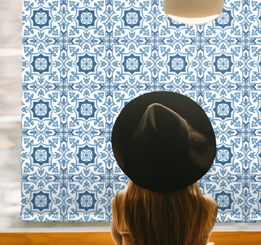 Rollo Fenster Badezimmer komplexe blaue fliesen - TenStickers