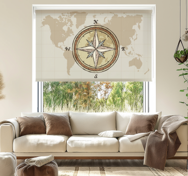 Rollo Fenster Weltkarte vintage kartographie und kompass - TenStickers