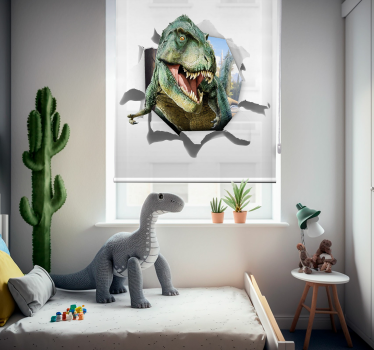 Rollo Fenster Kinderzimmer wütender T-Rex in 3D - TenStickers