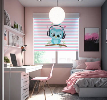 Rollo Fenster Kinderzimmer süße musikalische Eule - TenStickers