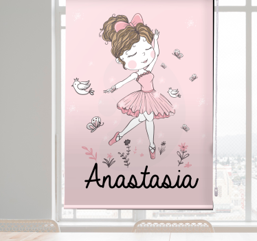 Rollo Fenster Kinderzimmer tanzendes Mädchen mit Name - TenStickers