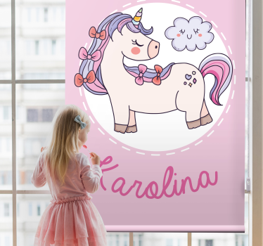 Namensrollo Rosa einhorn mit Namen - TenStickers