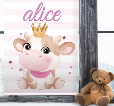 Rollo Fenster Baby gekrönte Kuh mit Namen - TenStickers
