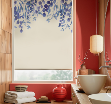 Rollo Fenster Badezimmer blaue fallende Zweige von Blättern - TenStickers