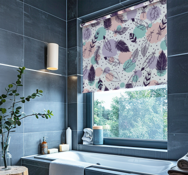 Rollo Fenster Badezimmer boho federn muster - TenStickers