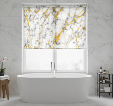 Rollo fenster badezimmer eleganter grauer und goldener marmor - TenStickers