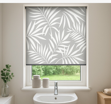 Rollo Fenster Badezimmer graue elegante blätter - TenStickers