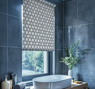 Rollo Fenster Badezimmer graues und weißes Muster - TenStickers
