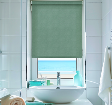 Rollo Fenster Badezimmer grünes Leinenimitat - TenStickers