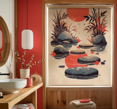 Rollo Fenster Badezimmer Inspirationen im japanischen Stil - TenStickers