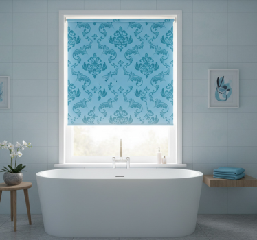 Rollo fenster badezimmer mit blauen botanischen kurven - TenStickers