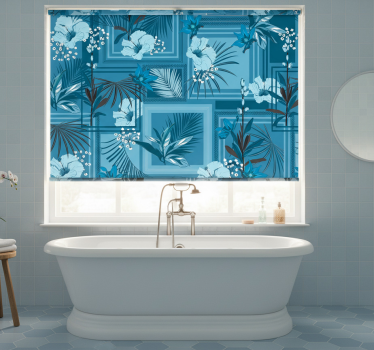 Rollo fenster badezimmer mit blauen blumenmuster - TenStickers