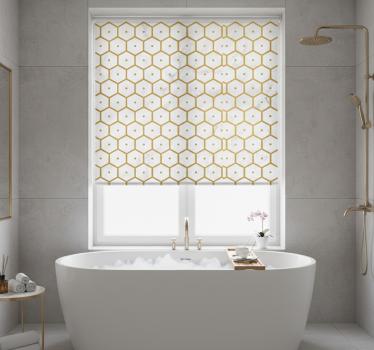 Rollo fenster badezimmer mit hexagonalem goldmarmor-muster - TenStickers