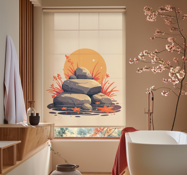 Rollo Fenster Badezimmer Steine auf dem Wasser - TenStickers