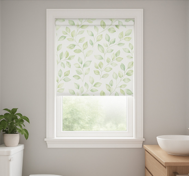 Rollo Fenster Badezimmer weißer hintergrund mit blättern - TenStickers