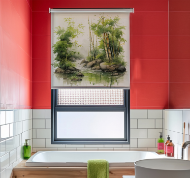 Rollo Fenster Badezimmer Zen-Bambus und Wasserbrunnen - TenStickers