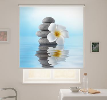 Rollo Fenster Badezimmer zen durchscheinend blau - TenStickers