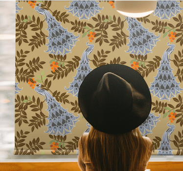 Rollo Fenster Blumen anmutiges pfauendesign - TenStickers