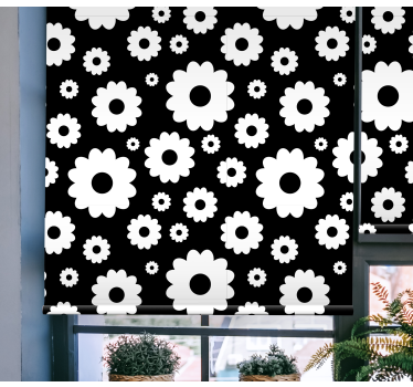 Rollo Fenster Blumen schwarz-weißes blütenmuster - TenStickers
