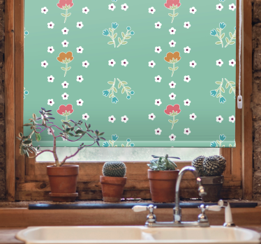 Rollo Fenster Blumen türkisfarbene themenkomposition - TenStickers