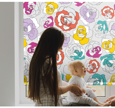 Rollo Fenster Blumen buntes rosenmuster - TenStickers
