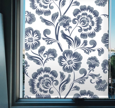 Rollo Fenster Blumen elegante graue muster - TenStickers
