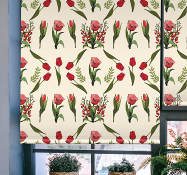 Rollo Fenster Blumen elegantes beiges arrangement - TenStickers