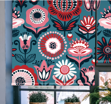Rollo Fenster Blumen retro-folk-muster - TenStickers