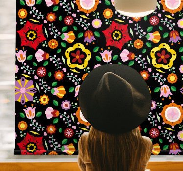Rollo Fenster Blumen lebendiges buntes thema - TenStickers