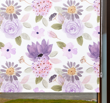 Rollo Fenster Blumen lila blütenmuster - TenStickers