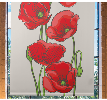 Rollo Fenster Blumen rote mohnblumen - TenStickers