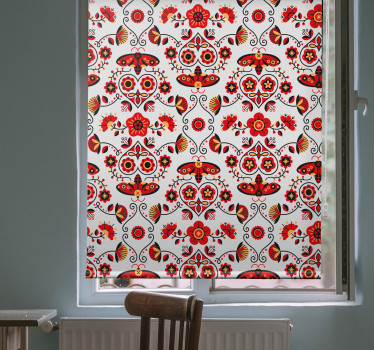 Rollo Fenster Blumen polnisches rotes muster - TenStickers