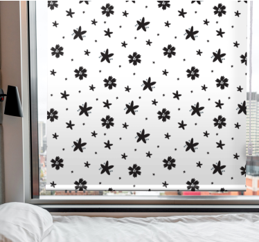 Rollo Fenster Blumen schwarz-weiß-design - TenStickers
