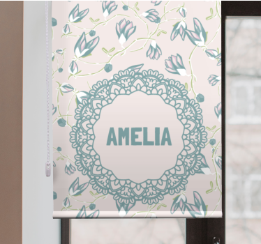 Rollo Fenster Jugendzimmer name mit zartem blumenmotiv - TenStickers