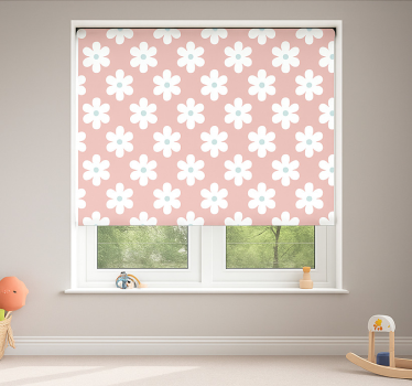 Rollo Fenster Kinderzimmer weiße gänseblümchen-muster - TenStickers
